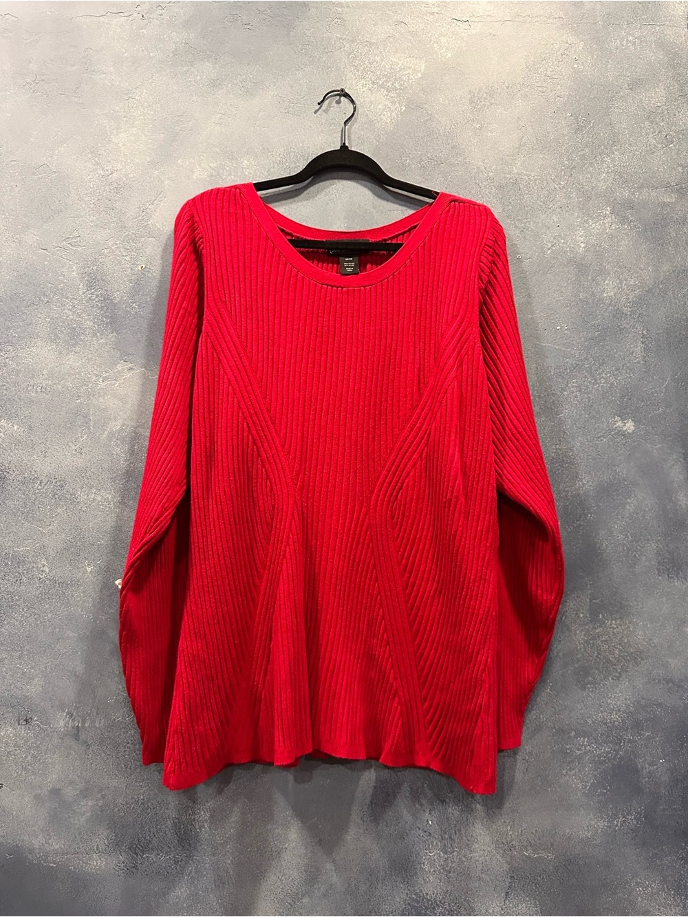 Lane Bryant Bright Red Ribbed Crewneck Sweater
